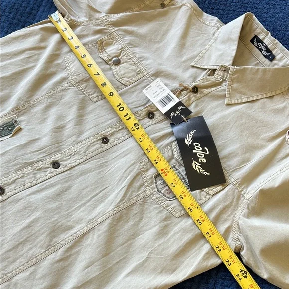 Men's Casual Button Down Shirt - Tan - Picture 11 of 16